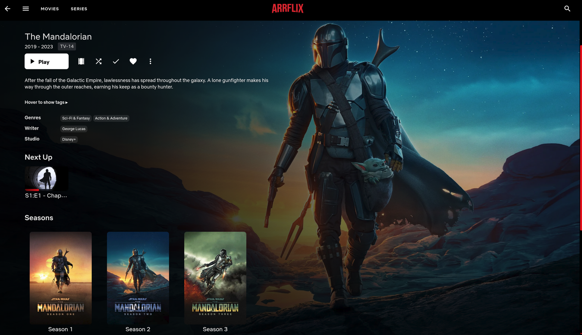 ARRFLIX detail page — The Mandalorian
